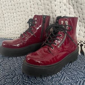 Steve Madden Red Skin Print Boots